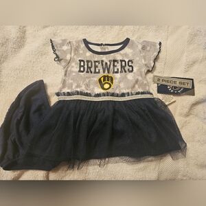 NWT Milwaukee Brewers Dress w/Panty. Size:12M.